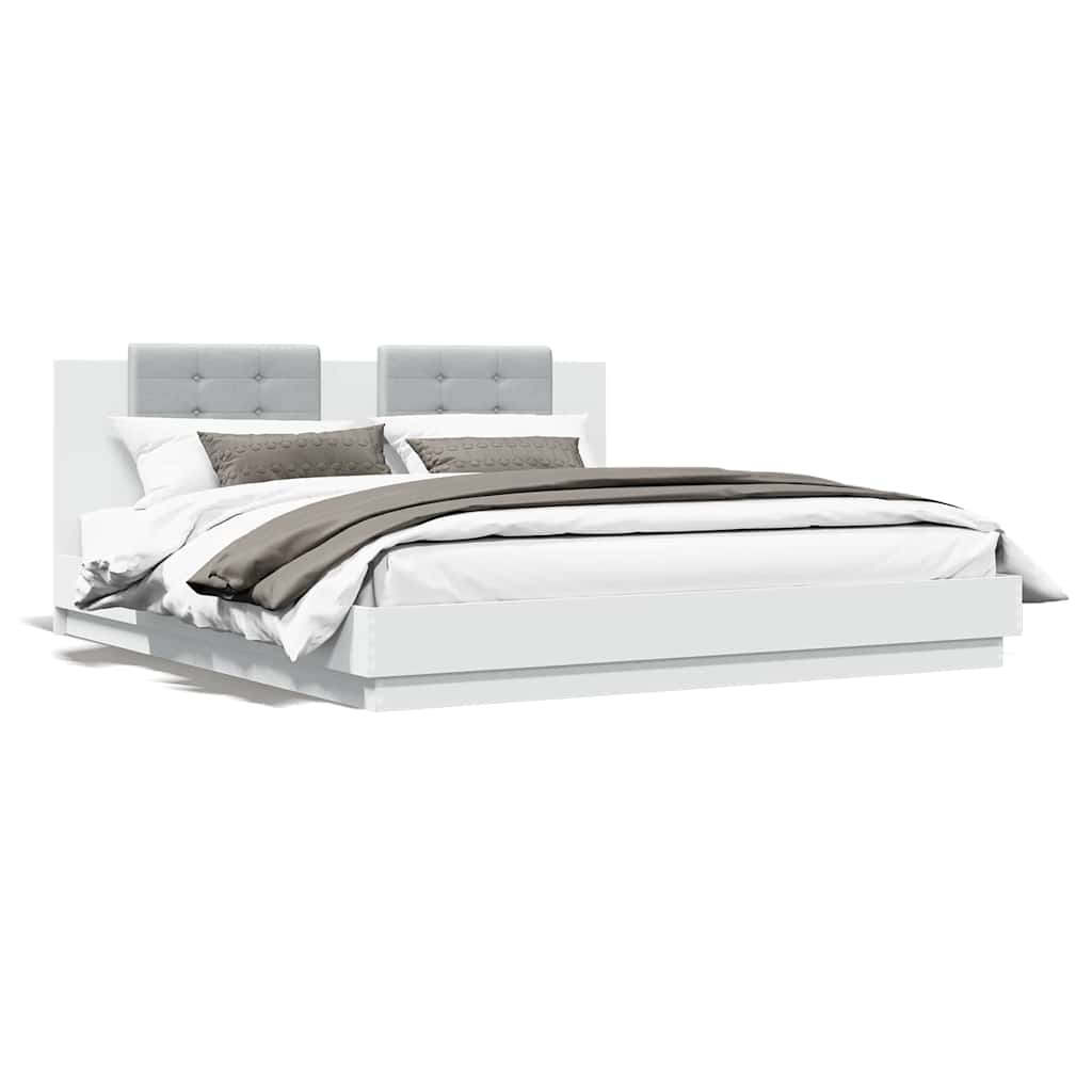 vidaXL Bed Frame without Mattress White 200x200cm 2