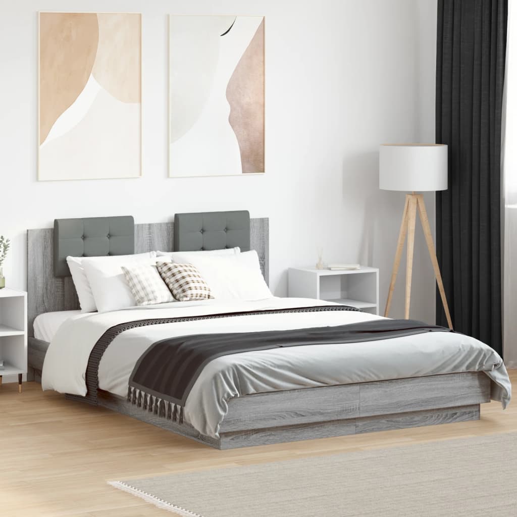 Bed Frame without Mattress 150x200 cm Grey sonoma