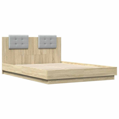 Bed Frame with LED without Mattress 140x200 cm Sonoma oak