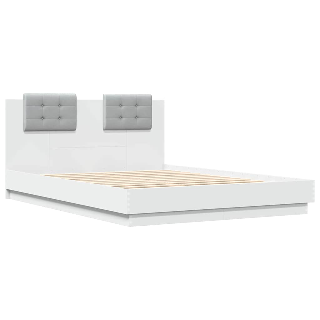 Bed Frame with LED without Mattress 120x200 cm White