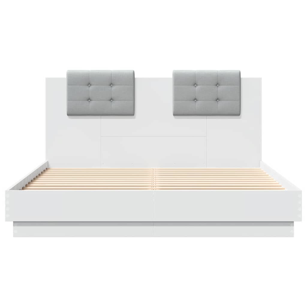 Bed Frame with LED without Mattress 120x200 cm White