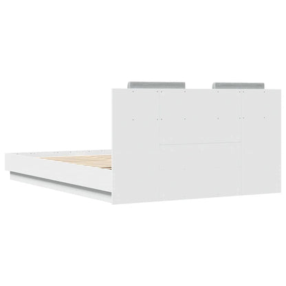 Bed Frame with LED without Mattress 120x200 cm White