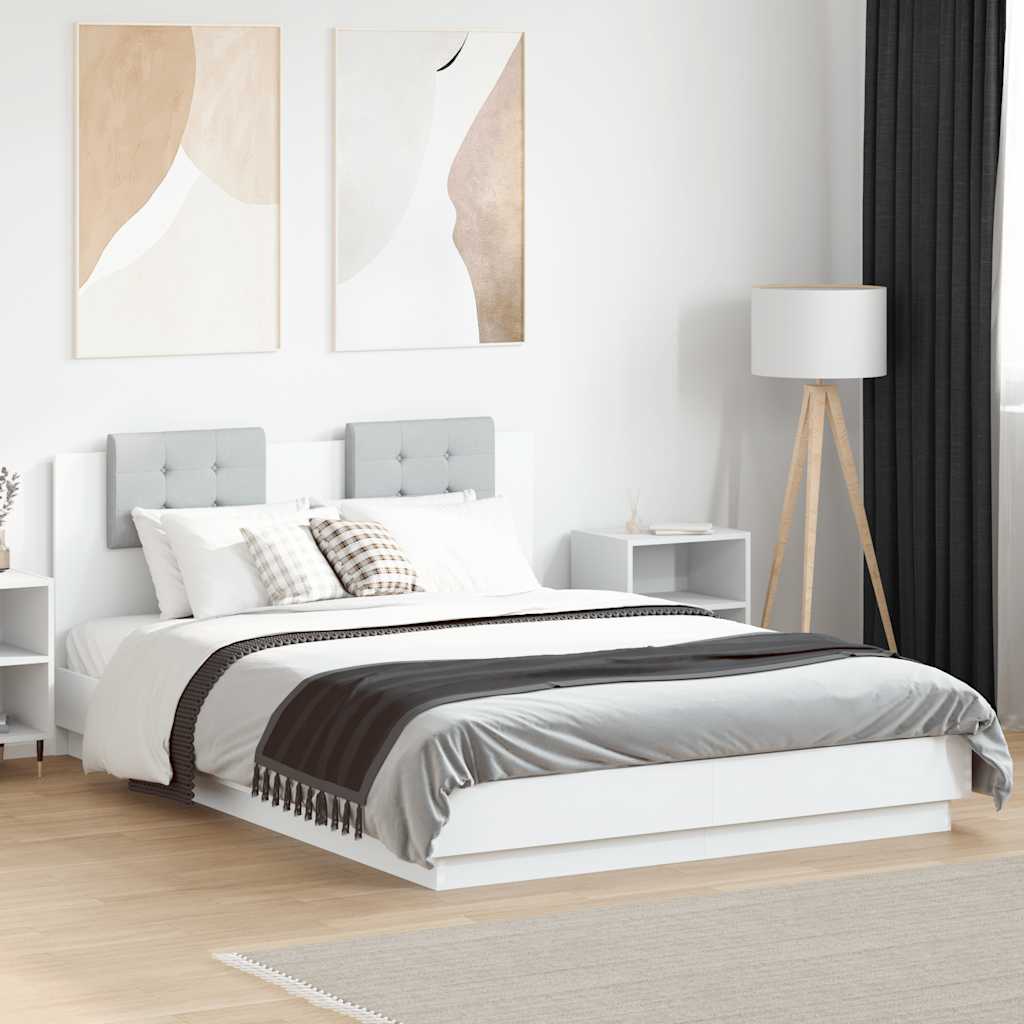 Bed Frame with LED without Mattress 120x200 cm White