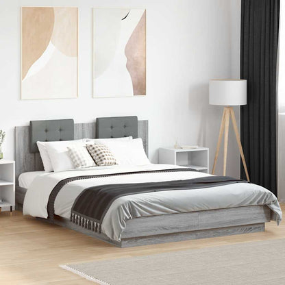 Bed Frame with LED without Mattress 120x200 cm Grey sonoma