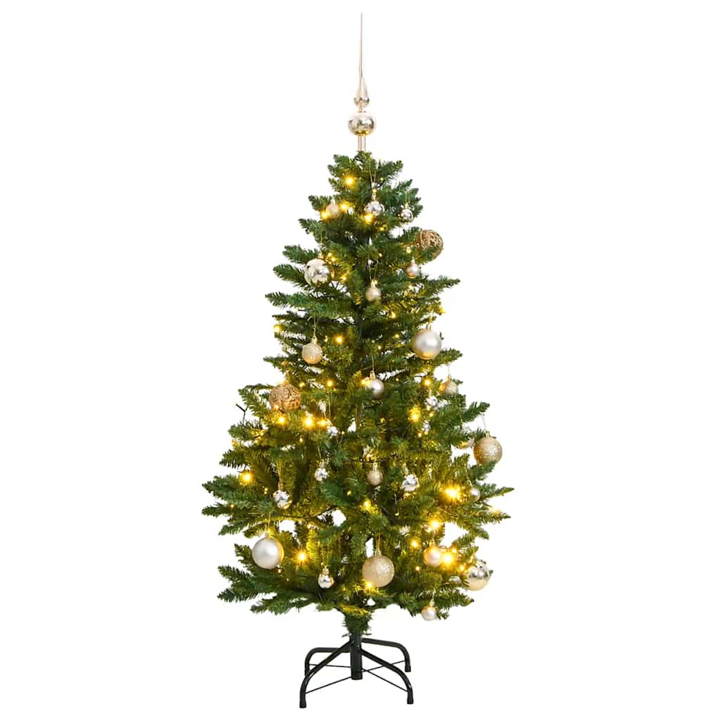 Artificial Christmas Tree 120 cm 150 LEDs Warm White Green Ø 68 x 120 cm with 150 LEDs&rose gold balls