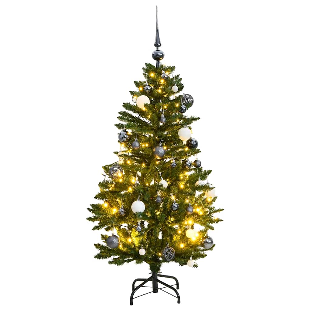 Artificial Christmas Tree 120 cm 150 LEDs Warm White Green Ø 68 x 120 cm with 150 LEDs&white/grey balls