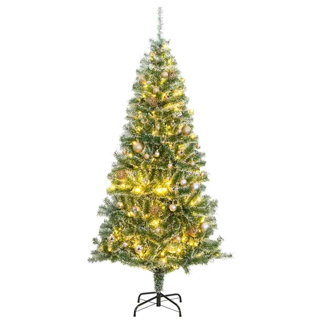 Artificial Christmas Tree Snow Flocked with LED Light 240 cm with LEDs&rose gold balls