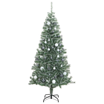 Artificial Christmas Tree Snow Flocked with LED Light 240 cm with LEDs&white/grey balls