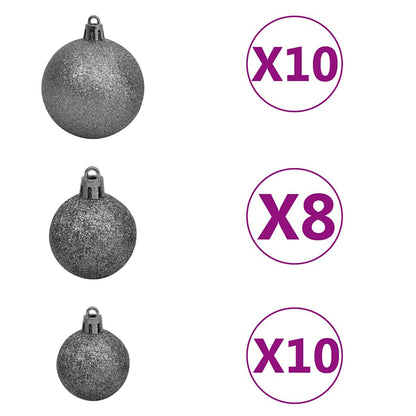 Artificial Christmas Tree Snow Flocked with LED Light 240 cm with LEDs&white/grey balls