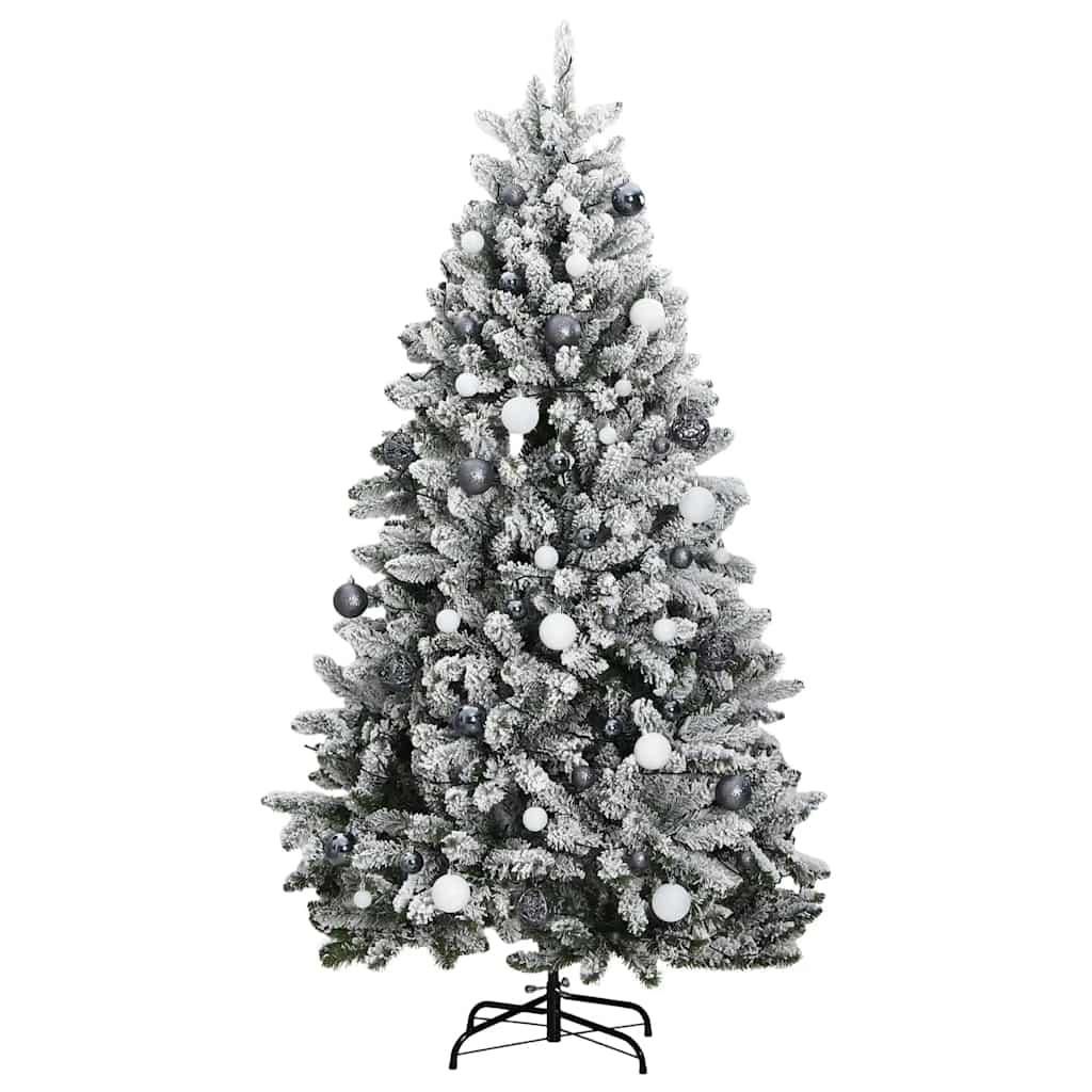Artificial Christmas Tree 240 cm 300 LEDs Warm White Green and White Ø 120 x 240 cm with 300 LEDs&white/grey balls