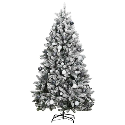 Artificial Christmas Tree 240 cm 300 LEDs Warm White Green and White Ø 120 x 240 cm with 300 LEDs&white/grey balls