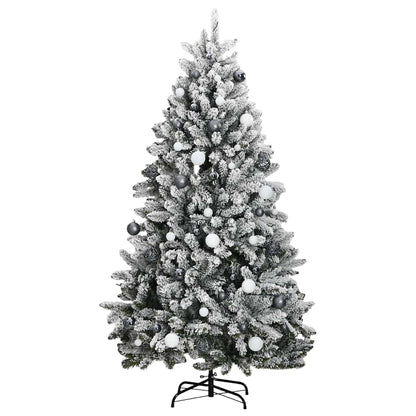 Artificial Christmas Tree 270 cm 300 LEDs Warm White Green and White Ø 128 x 270 cm with 300 LEDs&white/grey balls