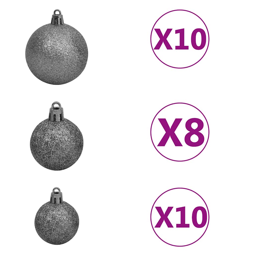 Artificial Christmas Tree 270 cm 300 LEDs Warm White Green and White Ø 128 x 270 cm with 300 LEDs&white/grey balls