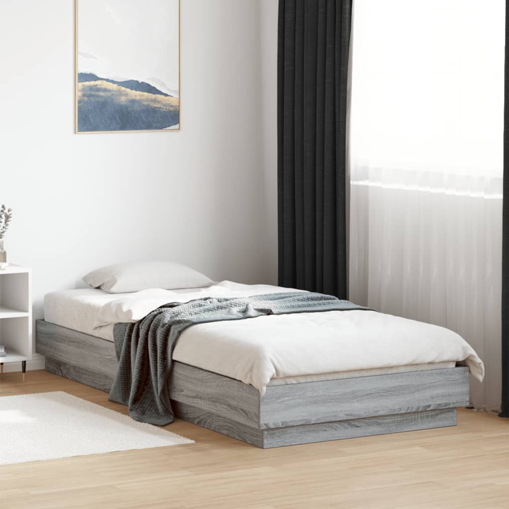 Bed Frame without Mattress Engineered Wood Length 200 cm Grey sonoma 90 cm