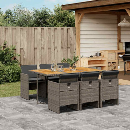 vidaXL 7 Piece Garden Dining Set with Cushions Grey Poly Rattan 1