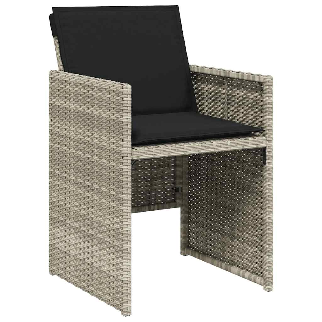 vidaXL 9 Piece Garden Dining Set with Cushions Light Grey Poly Rattan 5