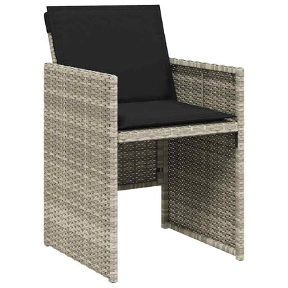 vidaXL 9 Piece Garden Dining Set with Cushions Light Grey Poly Rattan 5