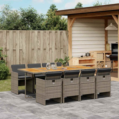 vidaXL 9 Piece Garden Dining Set with Cushions Grey Poly Rattan 1