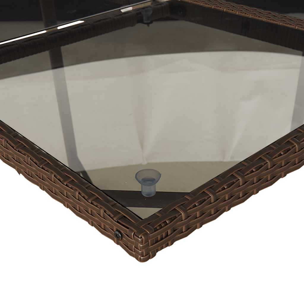 vidaXL 13 Piece Garden Dining Set with Cushions Brown Poly Rattan 5