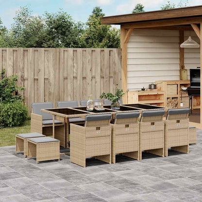 vidaXL 13 Piece Garden Dining Set with Cushions Mix Beige Poly Rattan 1