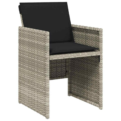 vidaXL 11 Piece Garden Dining Set with Cushions Light Grey Poly Rattan 4