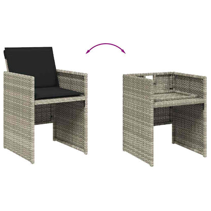 vidaXL 11 Piece Garden Dining Set with Cushions Light Grey Poly Rattan 5