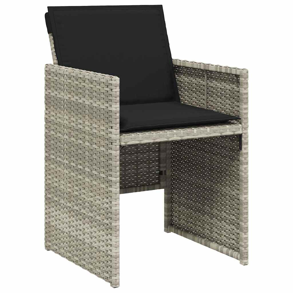 vidaXL 13 Piece Garden Dining Set with Cushions Light Grey Poly Rattan 4
