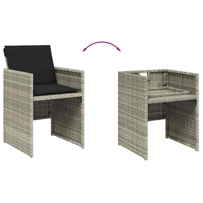 vidaXL 13 Piece Garden Dining Set with Cushions Light Grey Poly Rattan 5