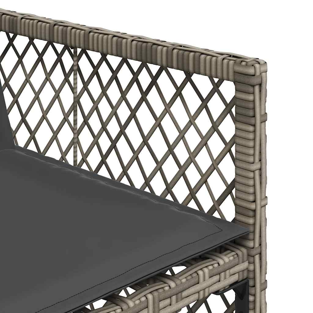vidaXL 9 Piece Garden Dining Set with Cushions Grey Poly Rattan 6