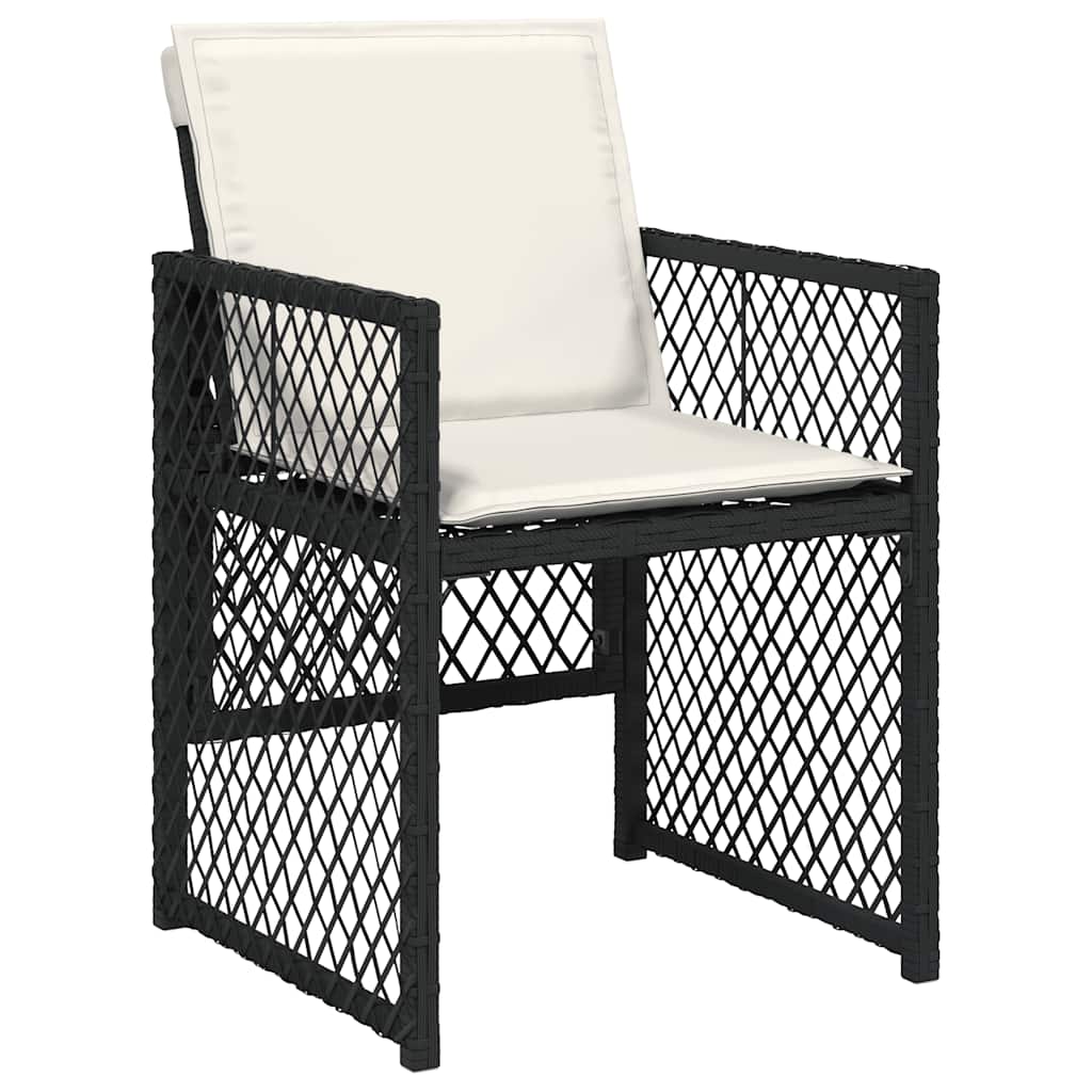 vidaXL 9 Piece Garden Dining Set with Cushions Black Poly Rattan 4