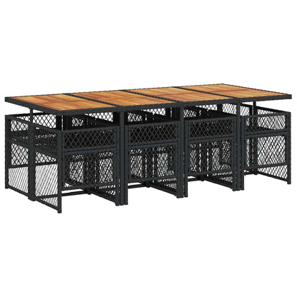 vidaXL 9 Piece Garden Dining Set with Cushions Black Poly Rattan 5