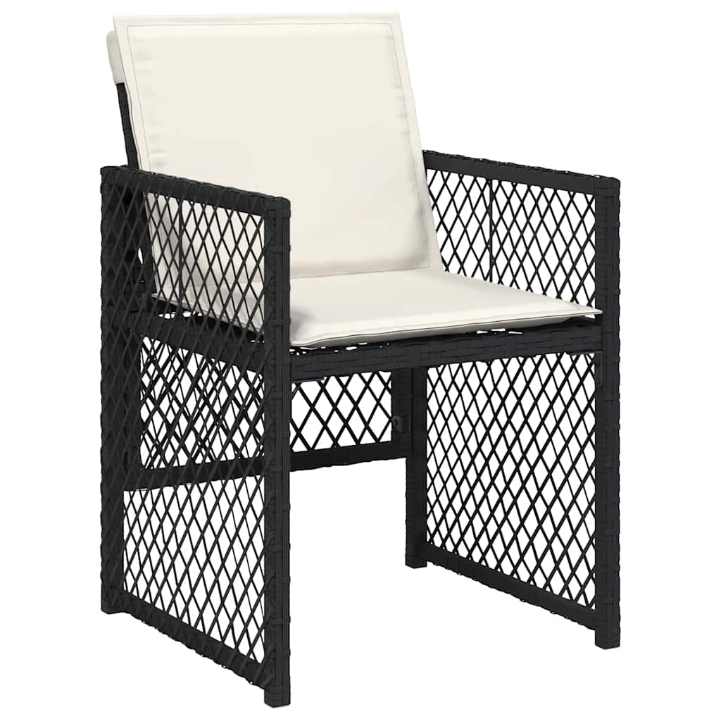 vidaXL 11 Piece Garden Dining Set with Cushions Black Poly Rattan 4