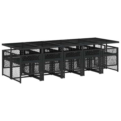 vidaXL 11 Piece Garden Dining Set with Cushions Black Poly Rattan 5