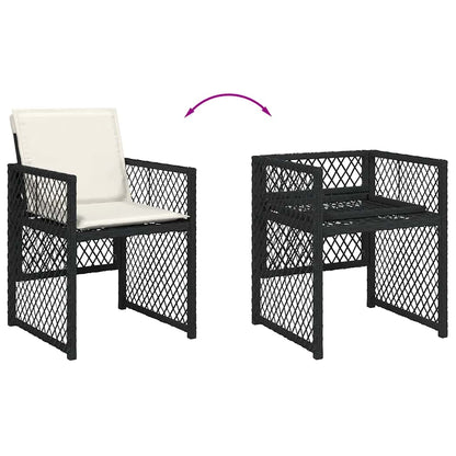 vidaXL 11 Piece Garden Dining Set with Cushions Black Poly Rattan 6