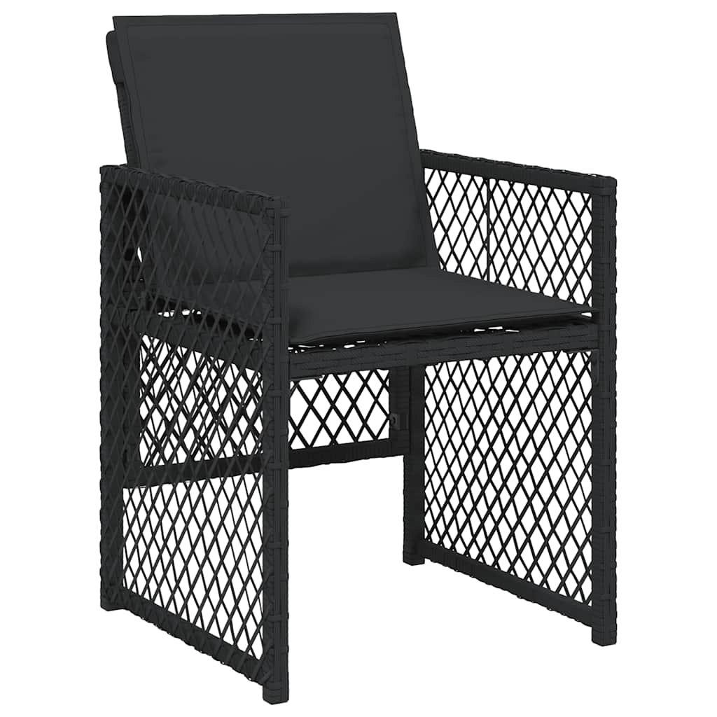 vidaXL 11 Piece Garden Dining Set with Cushions Black Poly Rattan 4