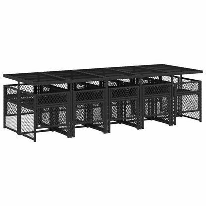 vidaXL 11 Piece Garden Dining Set with Cushions Black Poly Rattan 5