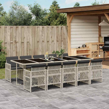 vidaXL 11 Piece Garden Dining Set with Cushions Poly Rattan Glass 10