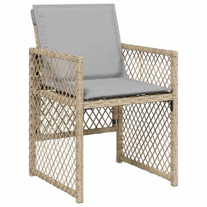 vidaXL 11 Piece Garden Dining Set with Cushions Beige Poly Rattan 4