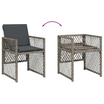 vidaXL 11 Piece Garden Dining Set with Cushions Grey Poly Rattan 6