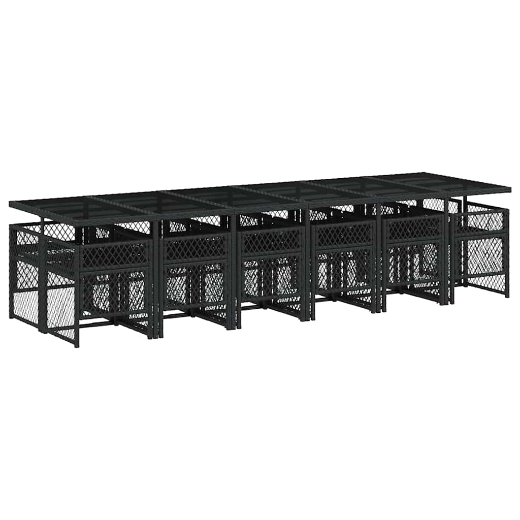 vidaXL 13 Piece Garden Dining Set with Cushions Black Poly Rattan 5