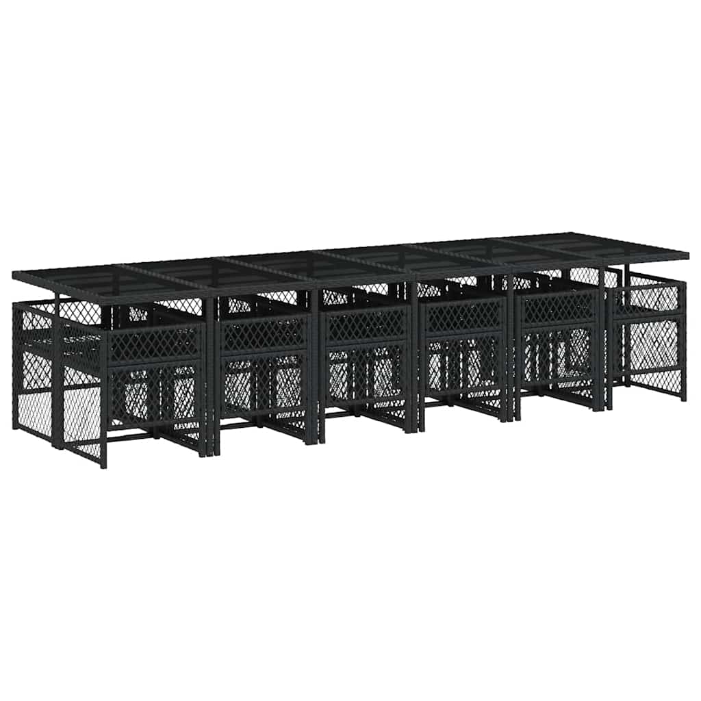 vidaXL 13 Piece Garden Dining Set with Cushions Black Poly Rattan 5