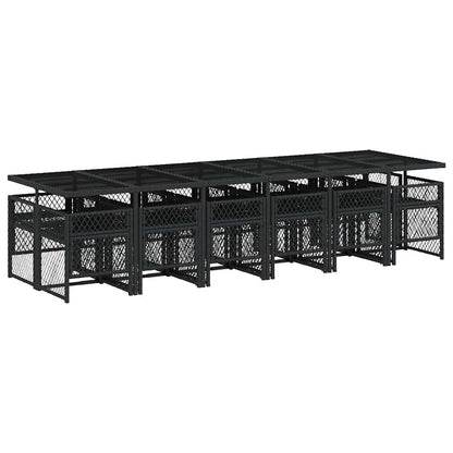 vidaXL 13 Piece Garden Dining Set with Cushions Black Poly Rattan 5