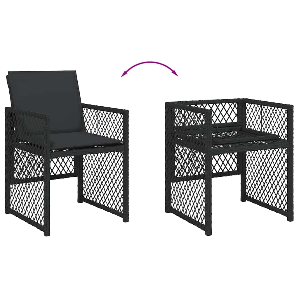 vidaXL 13 Piece Garden Dining Set with Cushions Black Poly Rattan 6