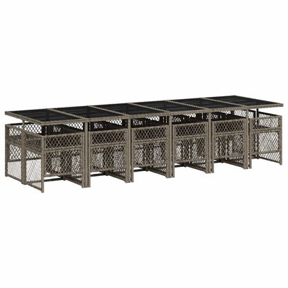 vidaXL 13 Piece Garden Dining Set with Cushions Grey Poly Rattan 5