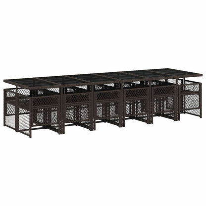 vidaXL 13 Piece Garden Dining Set with Cushions Brown Poly Rattan 5