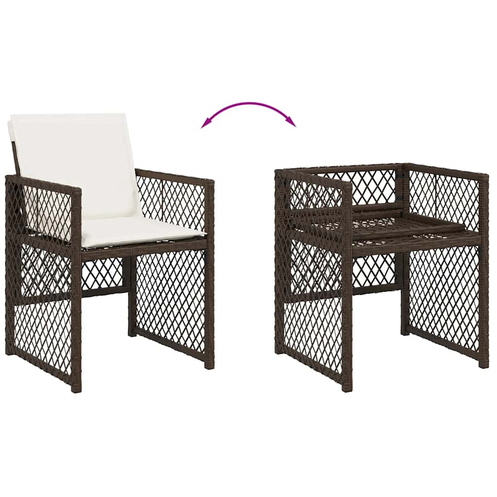 vidaXL 13 Piece Garden Dining Set with Cushions Brown Poly Rattan 6