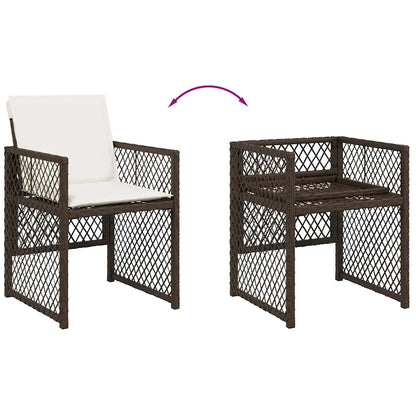 vidaXL 13 Piece Garden Dining Set with Cushions Brown Poly Rattan 6