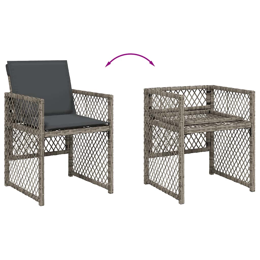 vidaXL 13 Piece Garden Dining Set with Cushions Grey Poly Rattan 6