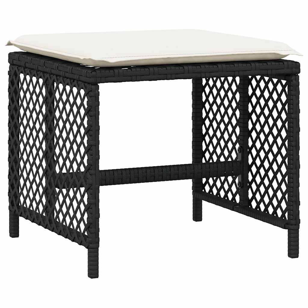 vidaXL 11 Piece Garden Dining Set with Cushions Black Poly Rattan 5