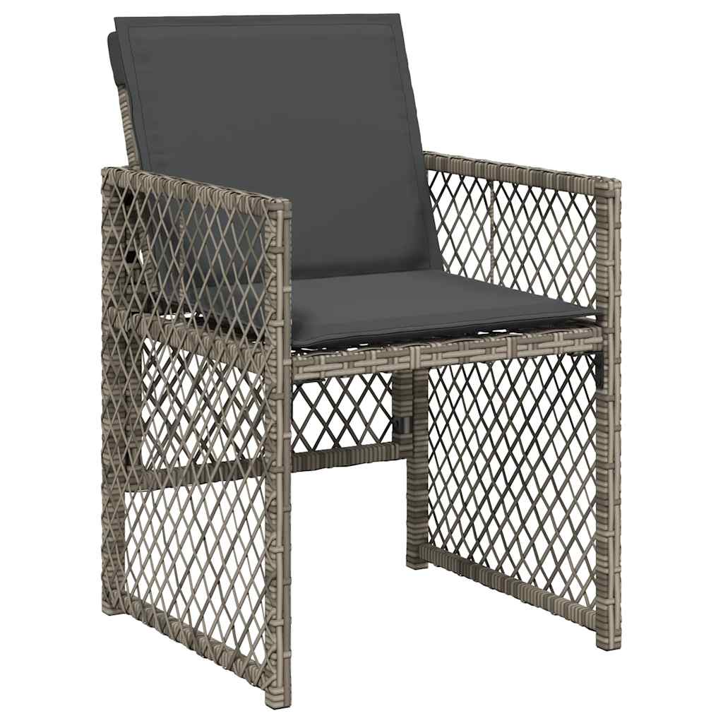 vidaXL 13 Piece Garden Dining Set with Cushions Grey Poly Rattan 4